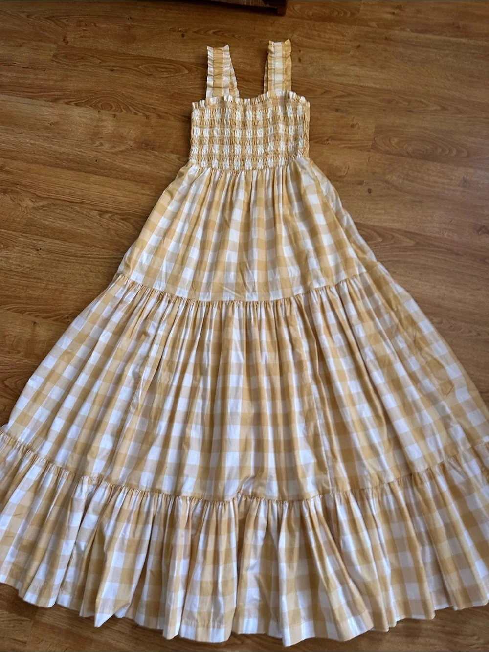 Abercrombie & Fitch Yellow Gingham Smocked Maxi Dress S - Picture 2 of 16